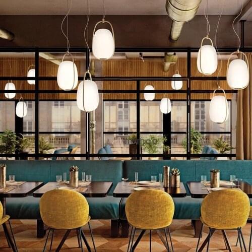 Modern Led Metal Pendant Lights Wrought Iron Glass Round Ball Brass Rod Hanging Lamp For Living Roomcafekitchen Nordic Lighting