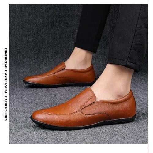 Luxury Men Casual Genuine Leather Casual Shoes Mens Loafers Moccasins Breathable Slip on Black Lighthite Driving Flat Loafers