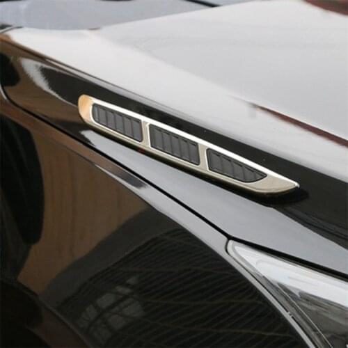 Universal 2pcs Car Air Flow Vent 3D Sticker Fender Decal Auto Decoration Chrome Grille Shark Gill Simulation