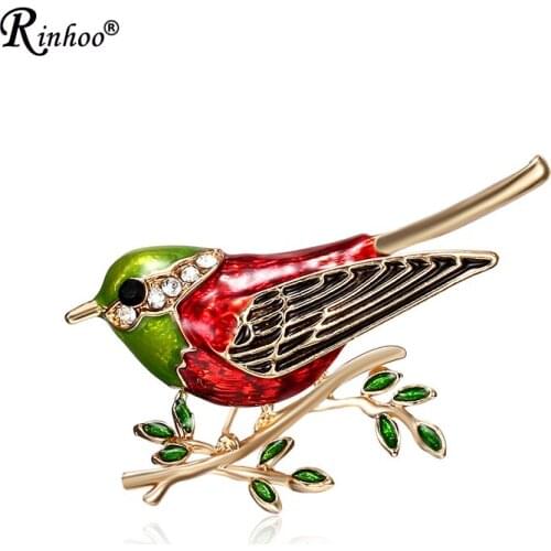 Fashion Bird Brooch for Women Handmade Colorful Flying Bird Leaf Branch Brooches Crystal Rhinestone Brooch Pin Custome Jewelry