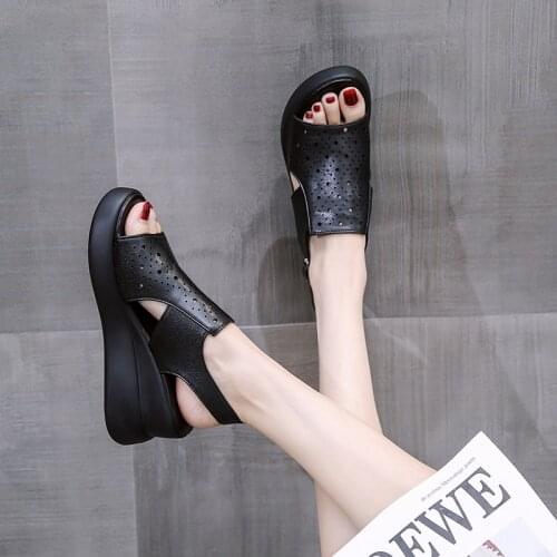 Womens Wedge Sandals Summer 2021 New High Heel Hollow-out Platform Peep Toe Womens Shoes Fashion Sandals