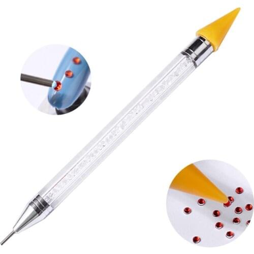 1 Pc Dual-ended Nail Dotting Pen Wax Pencil Rhinestone Studs Picker Crystal Beads Handle Nail Art Tool 2 Ways Manicure Kit
