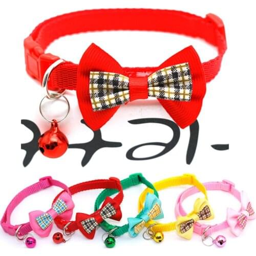 10pcs Pet lattice bow collar cat dog collar adjustable dog accessories pet dog bow tie pet supplies