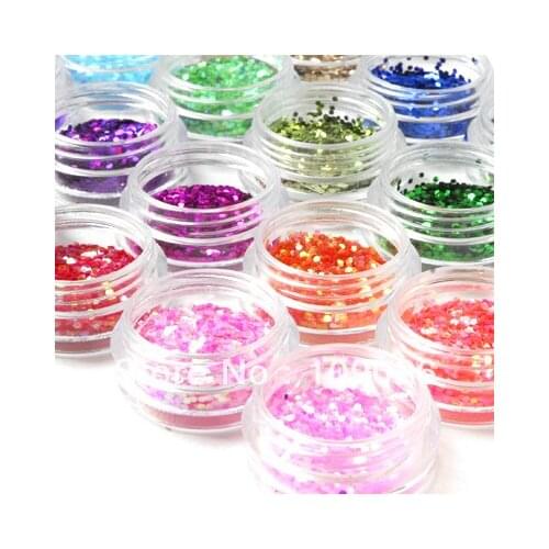 18 pcs Colorful Nail Art Glitter Powder Decoration Slice Spangles