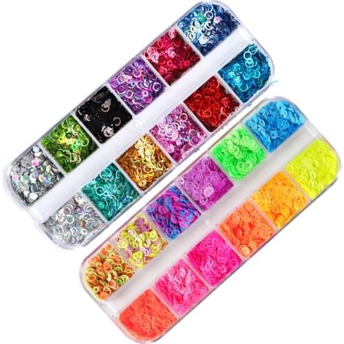 2 Boxes Colorful Hollow Circle Sequin Glitter For Epoxy Resin Shaker Filler Slime Fillings Bubble Paillette Nail Art Decorations