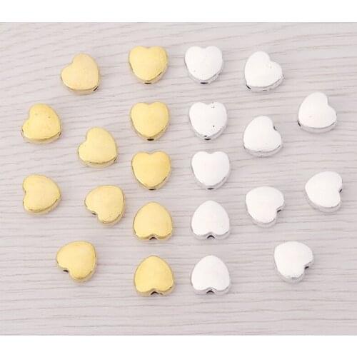 20 x Antique Gold Love Heart Spacer Beads For DIY Necklace Earring Jewelry Making Findings 10x9mm