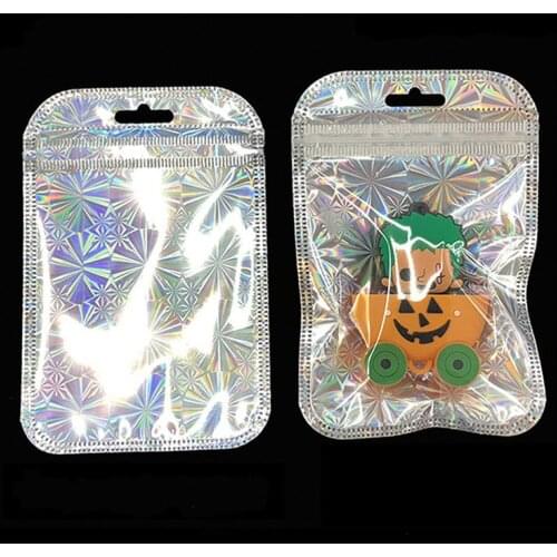 50 Pieces Small Size Zip Lock Bag Plastic Gold Silver Self Sealing Storage Jewelry Packing Pouch Clear Resealable Bags