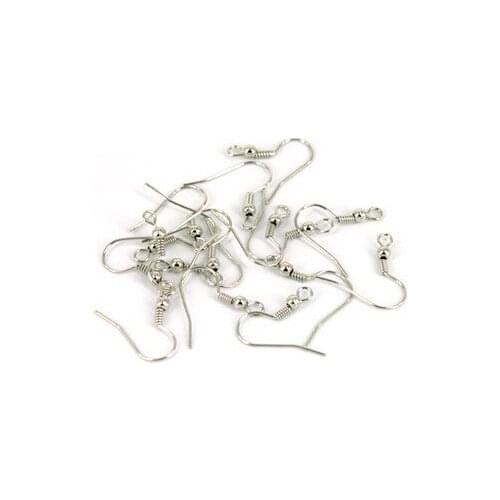 Hor Free Shipping DIY jewelry accessories Wholesale 50PCS Sterling Beaded Silver plate Hooks Coil Ear Wire Earrings Findings
