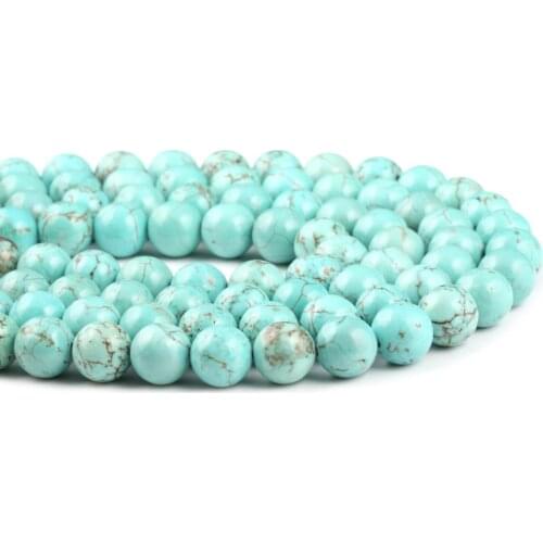 Natural Semi Precious Stone Beads Circular Turquoises DIY For Making Necklaces Bracelets And Earrings 4/6/8/10/12mm