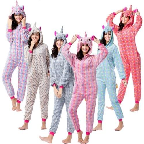 Unicorn Onesies Unisex Winter Kigurumi Onesies Women Men Nightwear Anime Costumes Adults Flannel Sleepwear Pajamas
