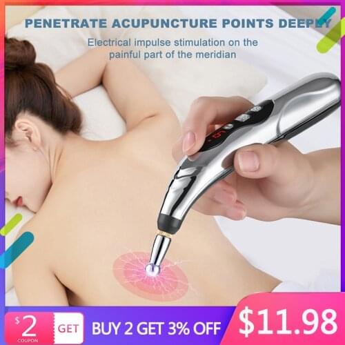 Electronic Acupuncture Pen Acupoint Massager Laser Energy Meridian Pen Physiotherapy Instrument Pulse Point USB Charging