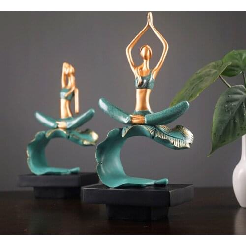 European Resin Yoga Girl Sculpture Bookcase Desktop Decoration Abstract Art Figure Statue Handicraft Gift Home Decoration Modern