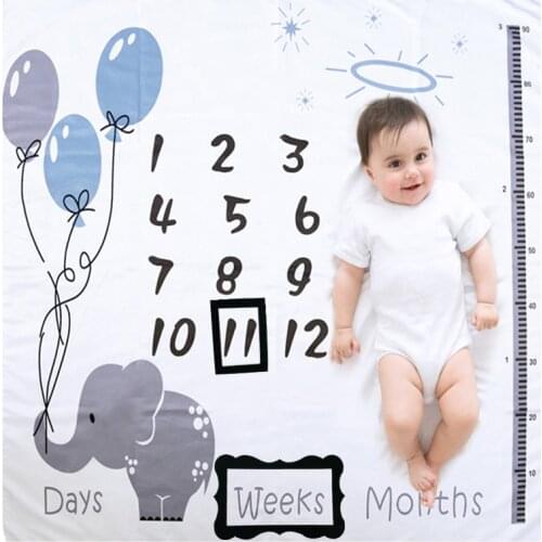 Cute New Newborn Baby Milestone Blanket Photo Props Background Backdrop DIY 12 Months Picture Taking Growth Souvenir Accessories