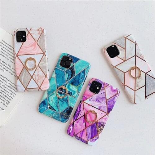Geometric Marble Case for IPhone 11 Pro XS Max Phone Case Silicone Soft Luxury Cover for IPhone11 6 6S 7 8 Plus XR X Cover Ring