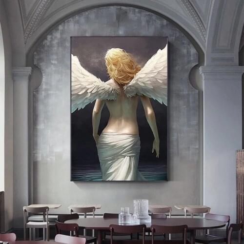 Modern Golden Color Angel Canvas Painting Posters and Prints Wall Art Pictures for Living Room Cuadros Home Decoration Unframed