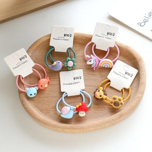 2PCS New Cute Flower Mushroom Princess Headwear Kids Cartoon Elastic Hair Bands Children Ropes Girls Accessories Baby Headdress