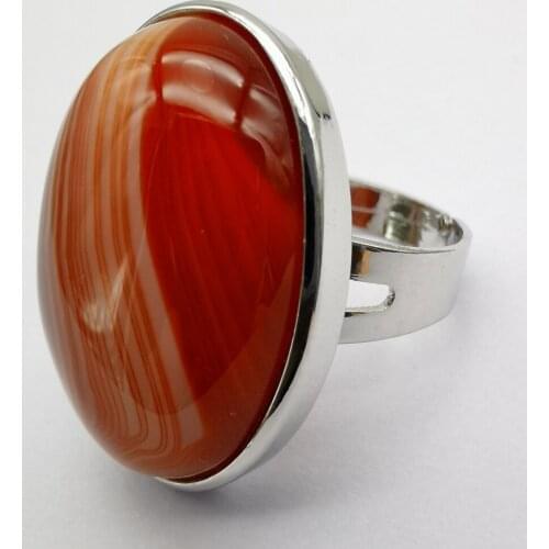 Red Veins Carnelian Stone Oval Bead GEM Finger Ring Jewelry Size 8-9 X126