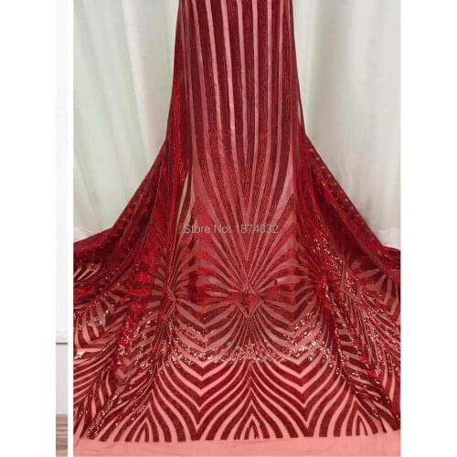 100%Polyester purple color New fashion style Sequins Decoration sequin lace fabric 5 yards gradient wedding dress