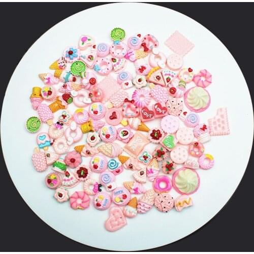 10/30/50/100Pcs New Cute Resin Mini Mixed Food Bag Flat Back Cabochon Scrapbook Kawaii DIY Crafts Embellishments Accessories