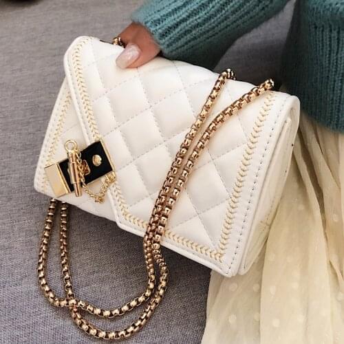Mini Bag For Women 2020 Plaid Summer Crossbody Bag With Chain PU Leather Shoulder Bag Hand Ladies Handbag Purse Fashion