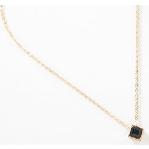 Fashion Tiny Square Necklace Crystal Pendant Necklace Women Charm Chocker Clavicle Chain Bijoux Collares Mujer Collier Femme