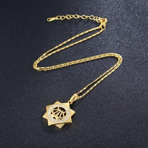 Fashion Trendy Gold/Silver Color Middle East Arab Religious Muslim Star Pendant Necklace for Women Islam Allah Jewelry Gifts