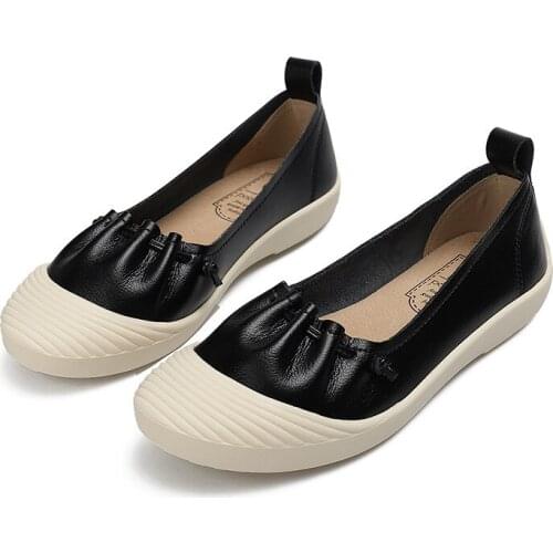 Womens Shoes Fashion Women Flats Genuine Leather Loafers Womens Moccasins Flats Ladies Shoes Female Slip On Ballet Flat Shoes