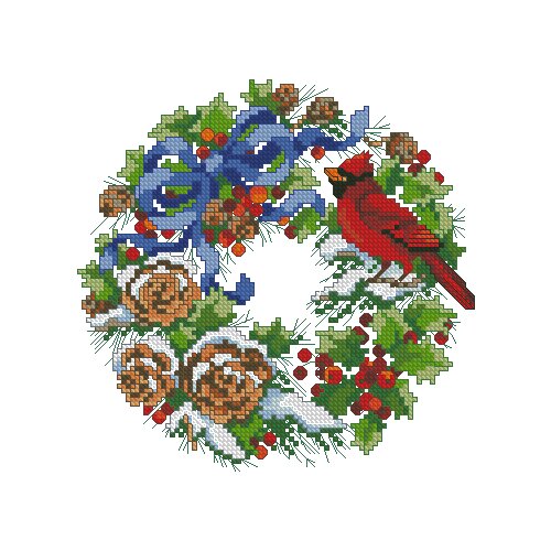 Cross stitch Handmade 14CT Counted Canvas DIY,Cross-stitch kits,Embroidery Four Seasons Garland-Butterfly and Bird Winter 26-26
