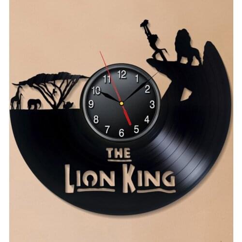 The Lion King Vinyl Record Wall Clock Modern Design Deecorative Kids Room Cartoon Movie Theme 3D Clock Wall Watch Home Decor