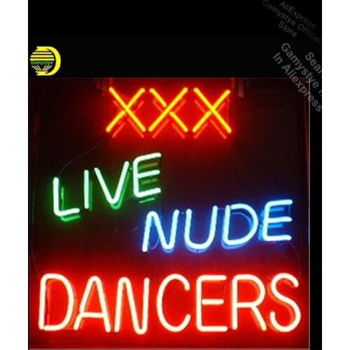Neon Sign for Live Nudes Sexy Dancers Open Neon Bulb sign handcraft Real Glass neon accessories lampara neon coron neon signs