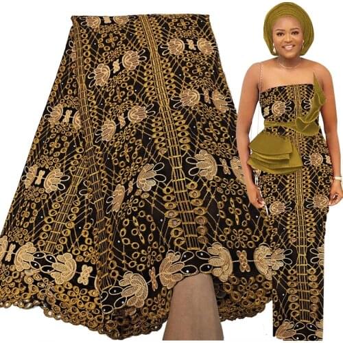 Fabricbob New Swiss Voile Lace Cotton Fabric Embroidery 2021 High Quality Nigerian Party Stone Borer Gown African Lace Fabric