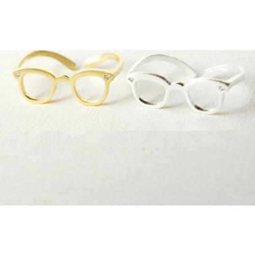 New Fashion Jewelry Punk Glasses Design Finger Rings Women Office Ladies Love Color Wholesale