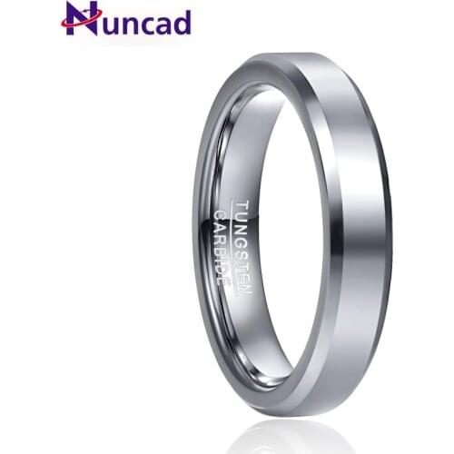 NUNCAD 4mm 6mm 8mm Polished Steel Color Tungsten Steel Ring Tungsten Steel Ring Mens Engagement Jewelry AAA Quality