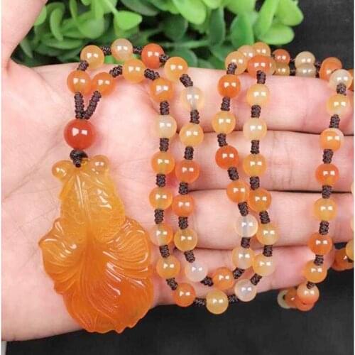 Natural Agate Chalcedony Goldfish Jade Necklace Pendant Jewelry Lucky Auspicious Amulet Necklace Pendant Fine Jewelry