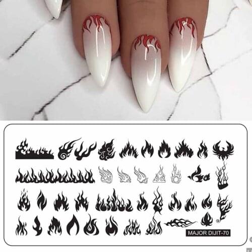Nail Stamping Plates 10Pc Set For Nails Art 6.5*12.5cm Rectangle Flame Underwater World Nail Stamping Plate Template decoration