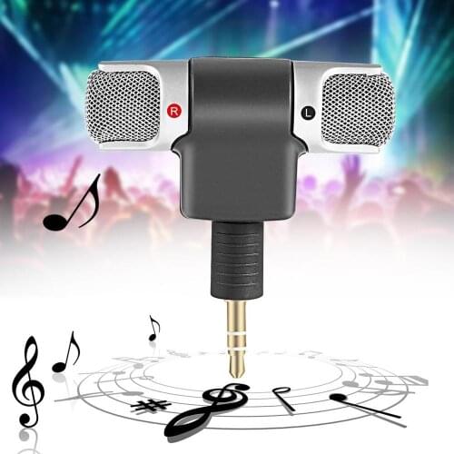 Portable Digital Mini Stereo Mic 3.5mm Jack For PC Laptop cellphone mobile Notebook Left and Right Channel Stereo Recording