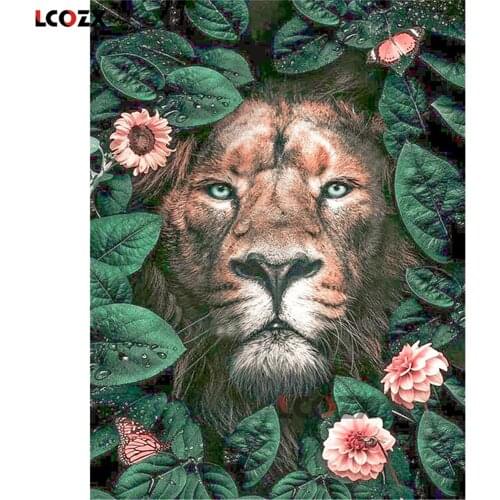 Leopard Flower Animal DIY 11CT Cross Stitch Embroidery Kits Craft Needlework Set Cotton Thread Printed Canvas Home Wholesale