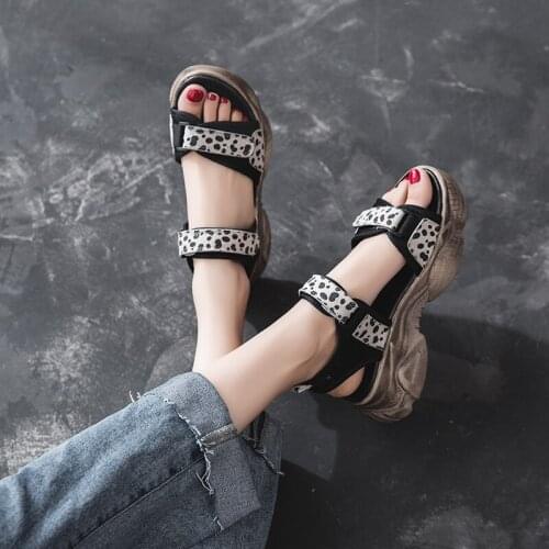 Fashion Polka Dot Platform Sandals Women Summer Casual Wedges Heels Shoes Woman Thick Bottom Sport Sandalias 2021