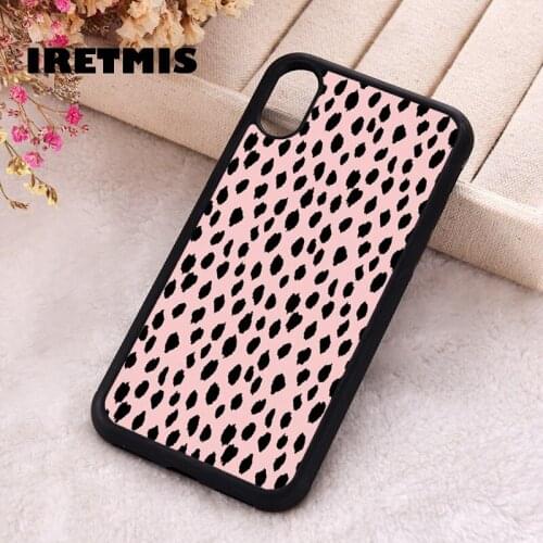 Iretmis 5 5S SE 2020 Phone Cover Case for iPhone 6 6S 7 8 Plus X Xs XR 11 12 Mini Pro Max Rubber Silicone Pink Speckle Dots