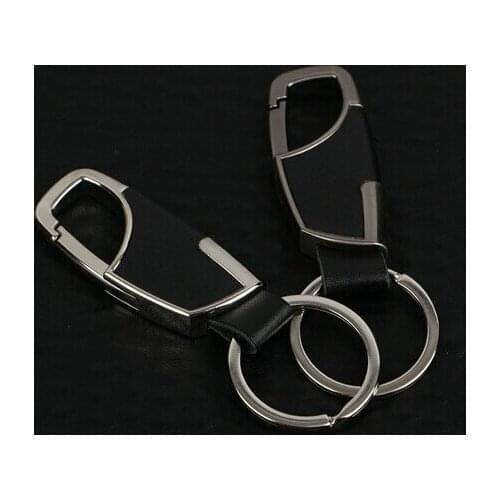 Car-Styling Metal Key Ring Cowhide KeyChain For Mitsubishi ASX Outlander Lancer Colt Evolution Pajero Eclipse Grandis FORTIS