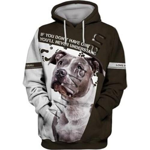 Unisex 3D Graphic Hoodies Sweatshirts Animals Dog Art Pit Bull Hoodie Men/Women Casual Streetwear Sweatshirt Pullover AW-0144