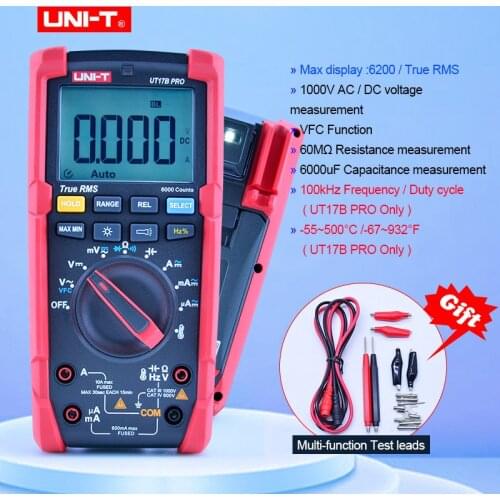 UNI-T UT15B UT17B Pro True RMS Digital Multimeter Tester Auto Range Anti-burn VFC Hz Capacitor Resistor Electrician Multi Meter