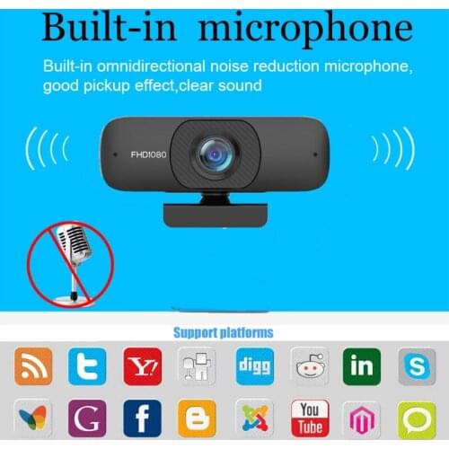 1080P/2K Webcam USB Live Auto Focus Computer Camera Free Drive With Mic Privacy Cover 90° Wide-Angle 360° Rotation