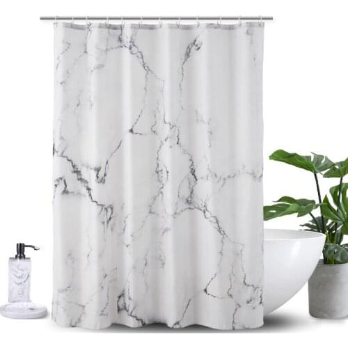 DUNXDECO Shower Curtain Bathroom Waterproof Cortinas Nordic Simple White Marbling Print Polyester Fabric Rideau Home Decoration