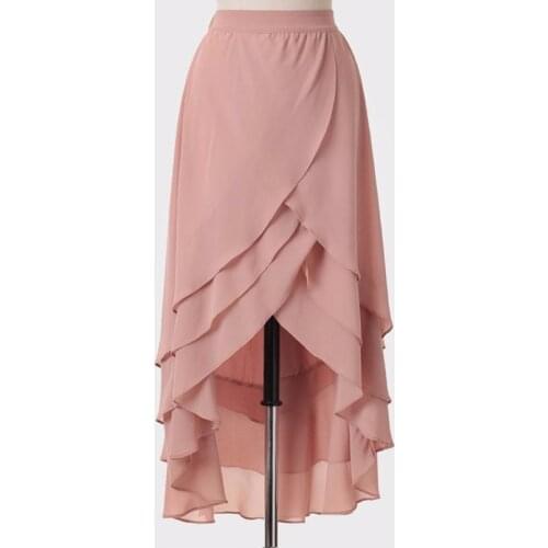 2017 Elegant Women Chiffon Skirt High Low Tiered Ruffles Long Skirt Spring Summer Style Beach Maxi Skirt Custom Made Plus Size