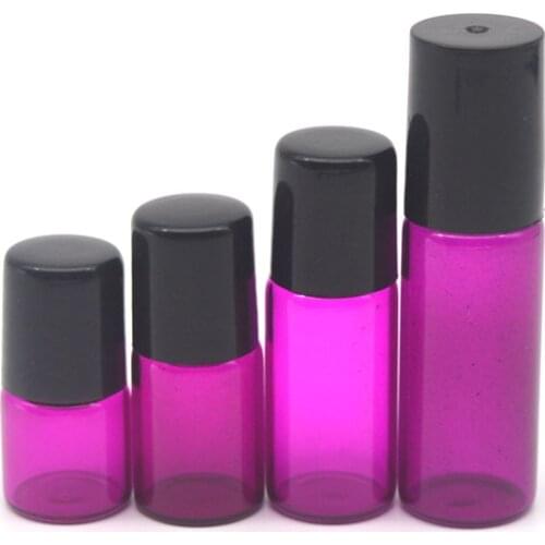 100pcs Refillable Essential Oil 1ml 2ml 3ml Rose-red Empty Roll Glass Bottles for 5ml Roll-on Perfume Bottle Free Shipping
