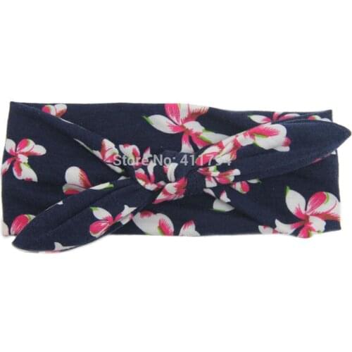 12 pcs / lot , print cotton Messy headband rabbit ear Head wraps hair Accessories