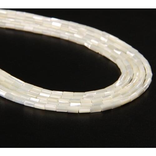 3x5mm White Mother of Pearl Shell Beads Tube Natural Pearl Shell Cylinder Beads for Jewelry Making Bracelet Necklace DIY 15"