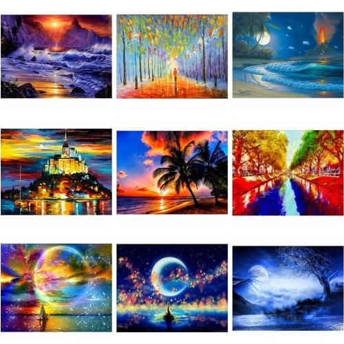 Landscape Diamond Painting 5D Animal Picture Round Jewelry Embroidery Kit galaxy Mosaic Moonlight Series Crafts Home Decor Gift