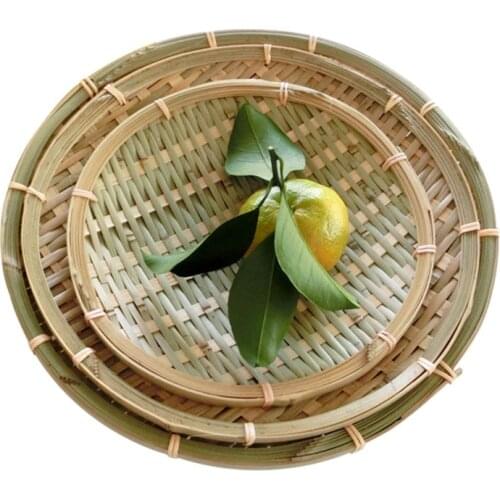 1pc Natural Handmade Bamboo Plate Bamboo Sieve Snack Fruit Plate Bamboo Storage Basket